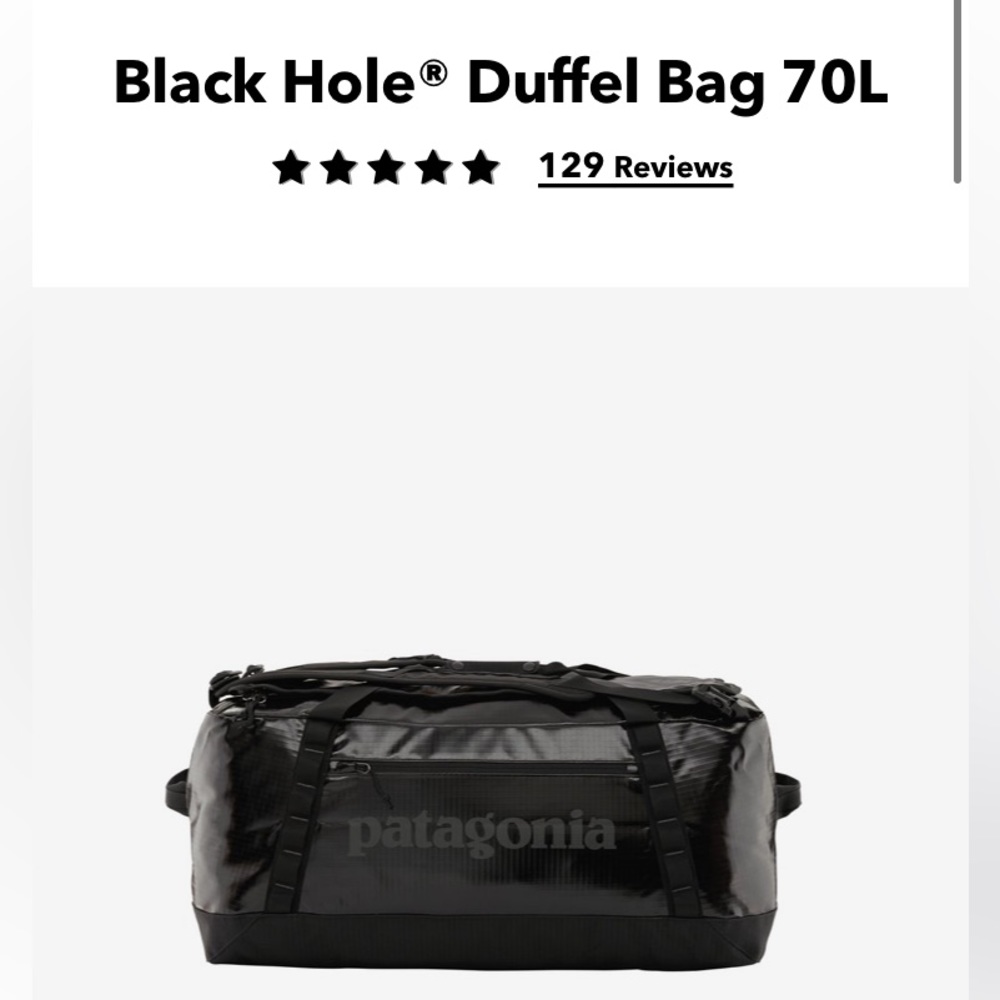 Patagonia Black Hole Duffel Bag 70L